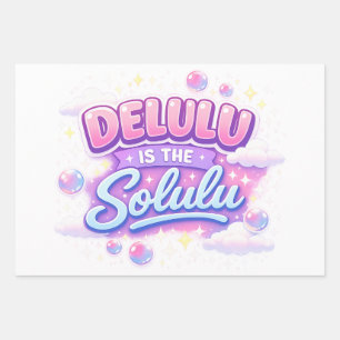 Delulu Is the Solulu – Cute Kawaii Aesthetic Wrapping Paper Sheets