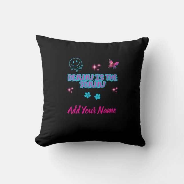 Delulu Tshirt Throw Pillow (Front)