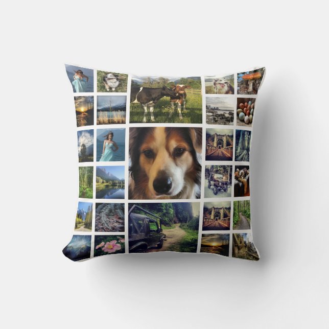 Deluxe 54 Instagram Photos Mega Collage Throw Pillow (Front)