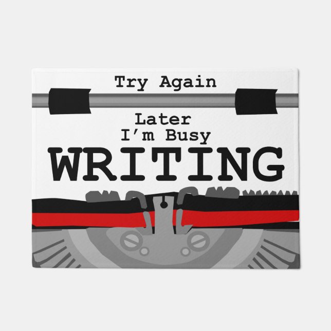 Deluxe Author Writing Typewriter Design Doormat (Front)