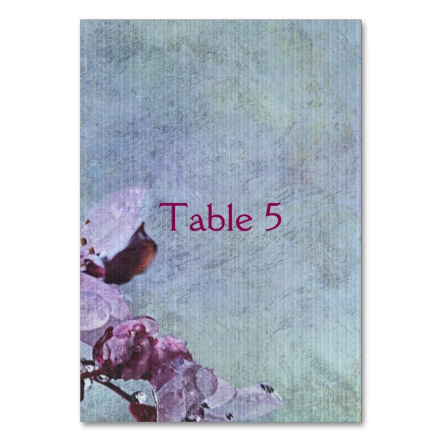 Deluxe Blue and Purple Classic Floral Table Number (Front)
