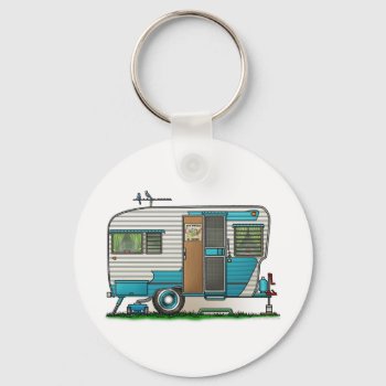 Deluxe Camper Trailer Keychain by art1st at Zazzle