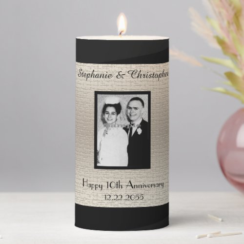 Deluxe Elegant Anniversary YOUR PHOTO Silver Pillar Candle