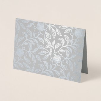 Deluxe Foil Silver Floral Wedding Invitation | Zazzle