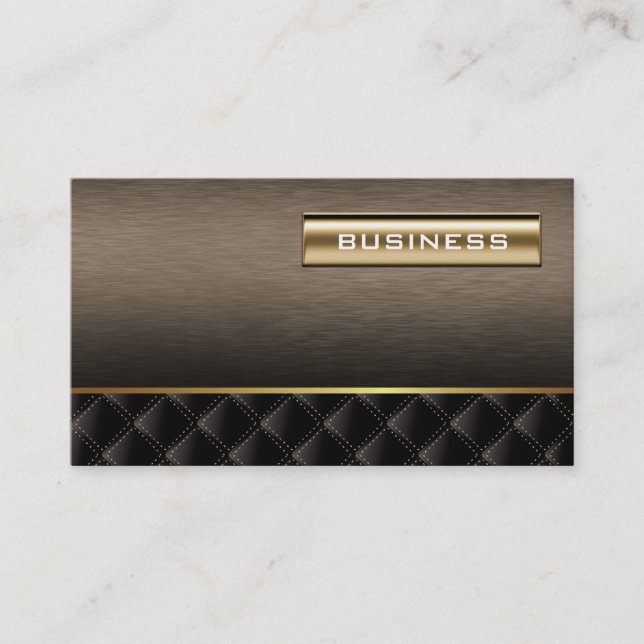 Deluxe Gold & Dark Wood Business Card (Front)