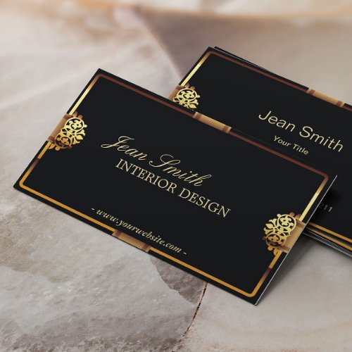 Deluxe Gold Frame Interior Design Business card