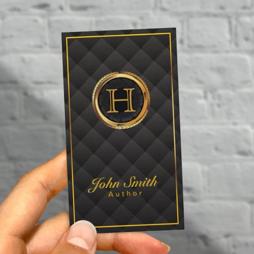 Deluxe Gold Monogram Author Business Card