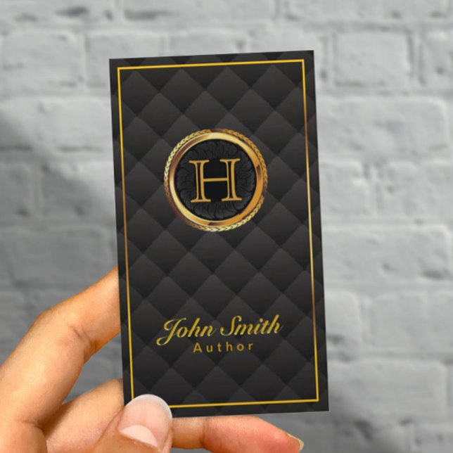 Deluxe Gold Monogram Author Business Card (Creator Uploaded)