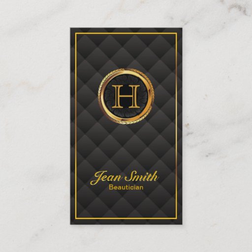 Customizable Deluxe Gold Monogram Beautician Business Card
