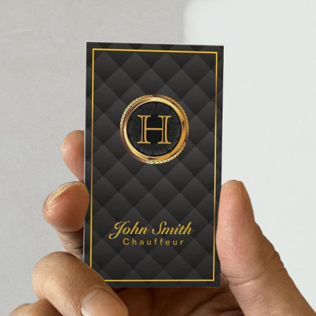Deluxe Gold Monogram Chauffeur  Business Card (Creator Uploaded)