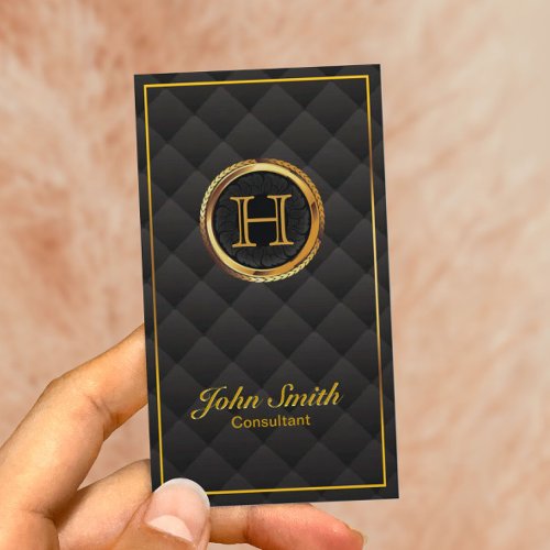 Deluxe Gold Monogram Consultant Business Card