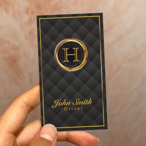Deluxe Gold Monogram Driver Business Card