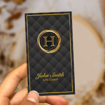 Deluxe Gold Monogram Life Coach Business Card