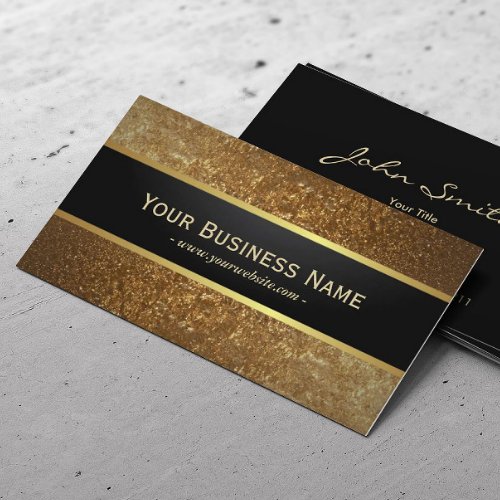 Deluxe Golden Glitter Dark Metallic Business Card