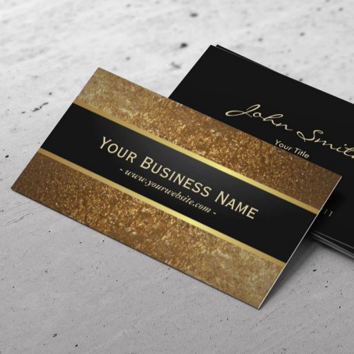 Customizable Deluxe Golden Glitter Dark Metallic Business Card