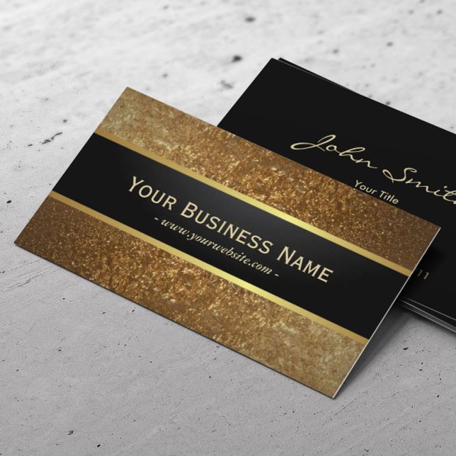 Deluxe Golden Glitter Dark Metallic Business Card (Creator Uploaded)