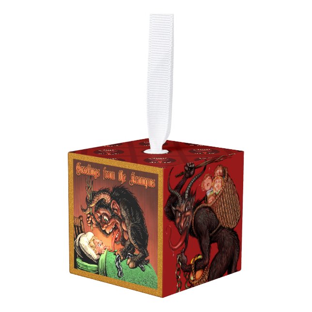 Deluxe Krampus Cube Ornament (Front Angled)