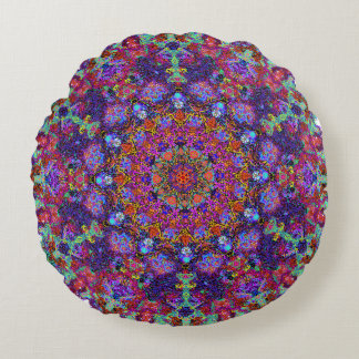 Deluxe multi-colored mandala ornament arabesque round pillow