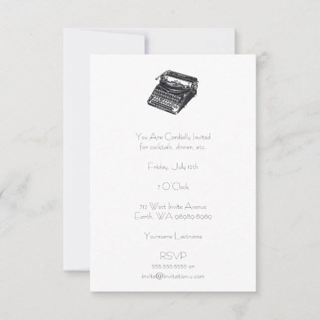 Deluxe Noiseless Retro Typewriter Invitation (Front)