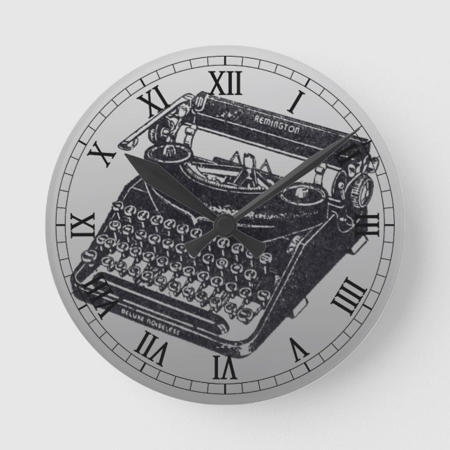 Deluxe Noiseless Typewriter Round Clock (Front)