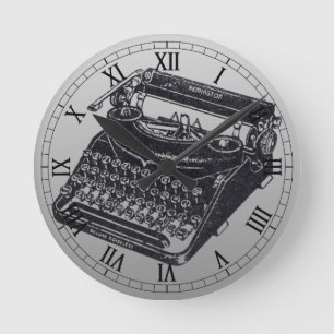 Deluxe Noiseless Typewriter Round Clock