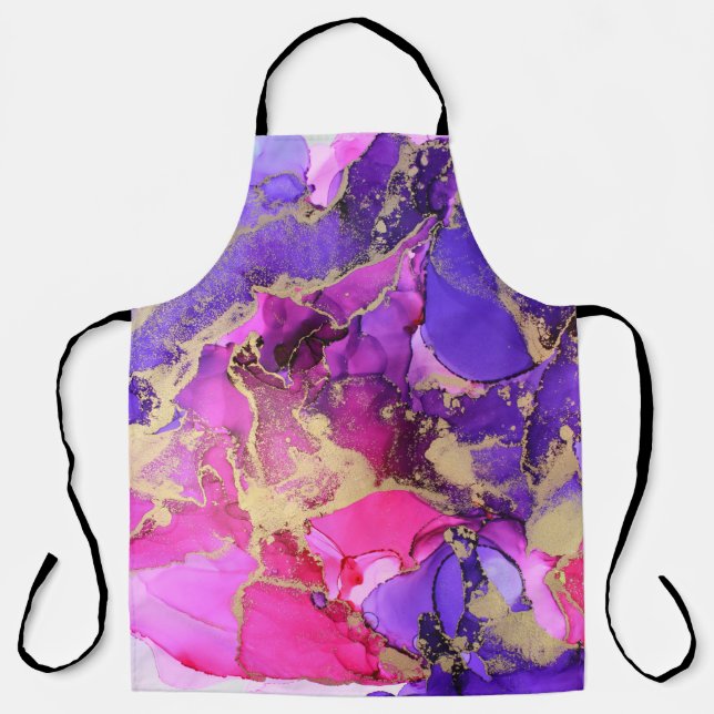 Deluxe Purple Pink Gold Ink Flow. Liquid layers of Apron (Front)