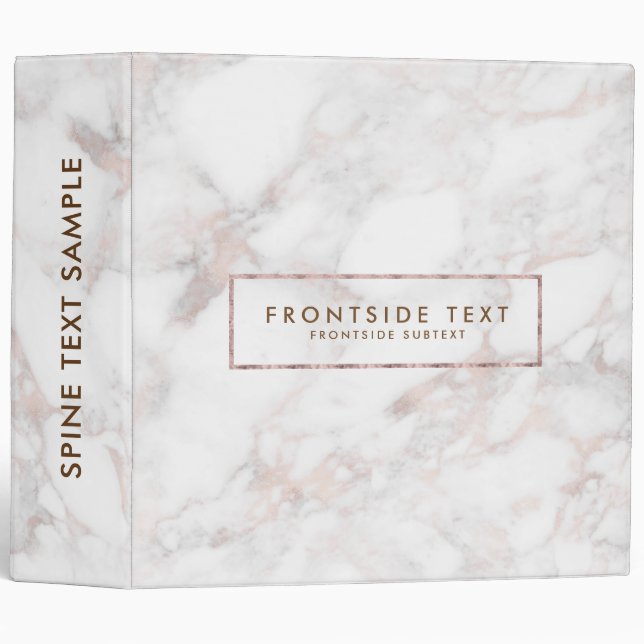 Deluxe Rose-gold Faux Marble Print 3 Ring Binder (Front/Spine)