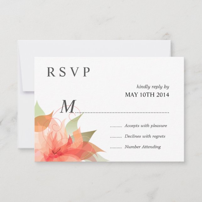 Deluxe RSVP Orange Peach Floral Card (Front)
