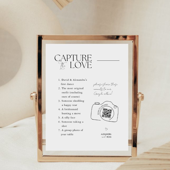 DELUXE Simple Share Wedding Photos With QR Code Pedestal Sign (Creator Uploaded)