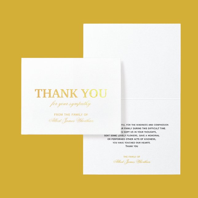 Deluxe Sympathy Thank You Card Gold Foil (Creator Uploaded)