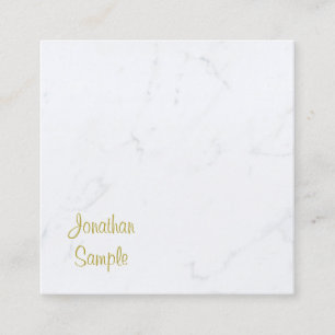 Deluxe Template Modern White Marble Gold Text Square Business Card