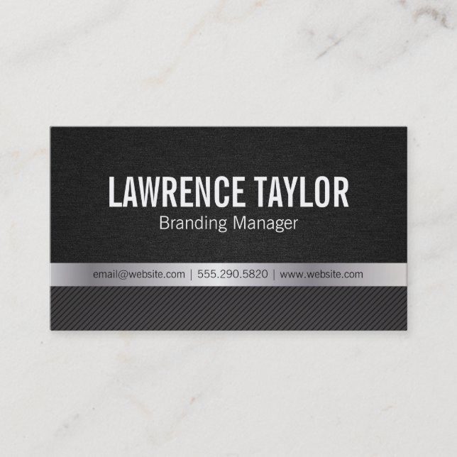 Deluxe | texture / silver / stripes business card (Front)