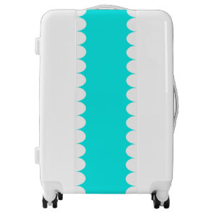 Deluxe White Scallop with Aqua Background Luggage