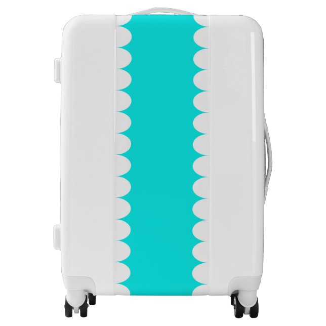 Deluxe White Scallop with Aqua Background Luggage (Front)