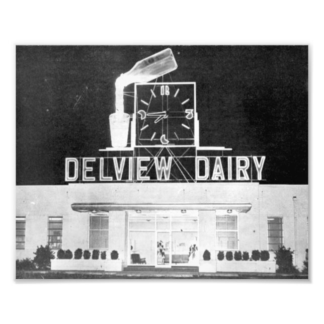 Delview Dairy at Night Photo Print (Front)