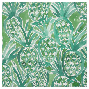 DEM PINEAPPLES Tropical Watercolor Pattern Fabric
