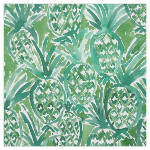 DEM PINEAPPLES Tropical Watercolor Pattern Fabric