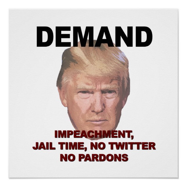 Demand Impeachment, Jail, No Twitter, No Pardons Poster (Front)