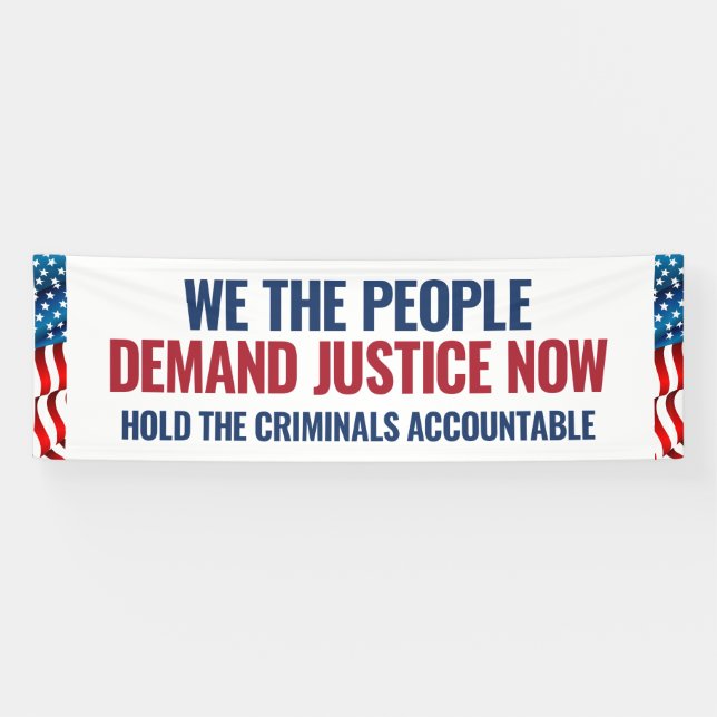 Demand Justice | 8 Ft Banner | White (Horizontal)