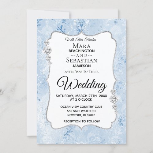  Demask Photo _ RSVP _ QR Diamond Wedding Invitation