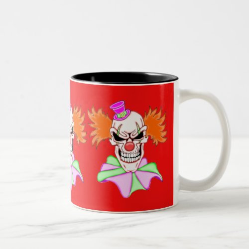 Demented Clown Skull Two_Tone Coffee Mug