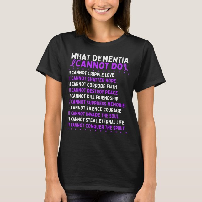 Dementia Awareness Alzheimers Warrior Ribbon T-Shirt (Front)