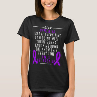 Dementia Awareness get back up Purple Ribbon T-Shirt