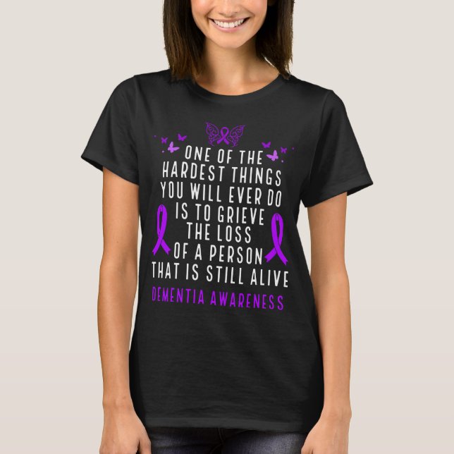 Dementia Awareness Month Butterfly Alzheimers T-Shirt (Front)