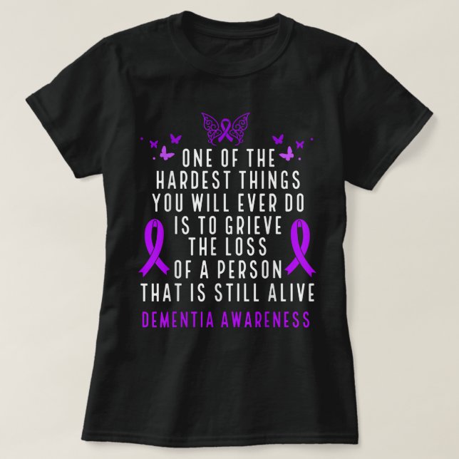 Dementia Awareness Month Butterfly Warrior Alzheim T-Shirt (Design Front)