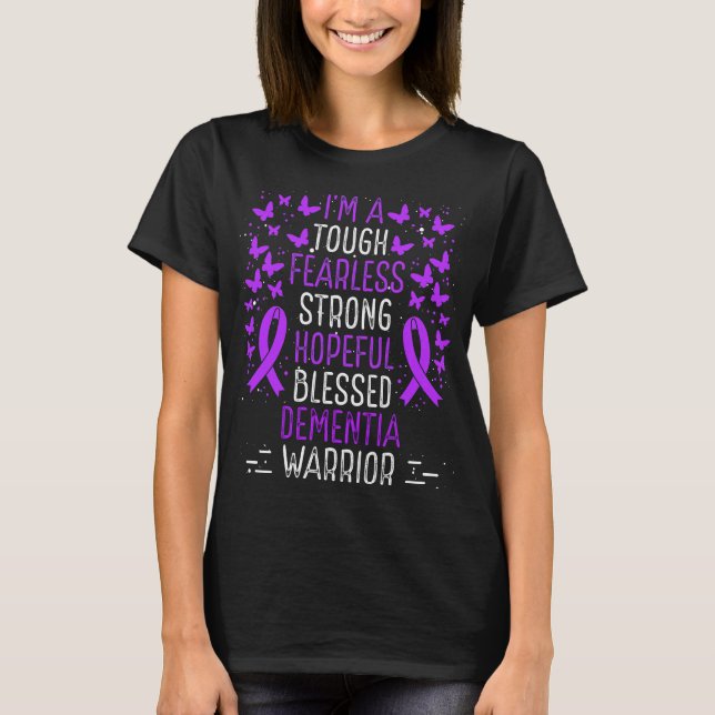 Dementia Awareness Ribbon Alzheimers Warrior T-Shirt (Front)