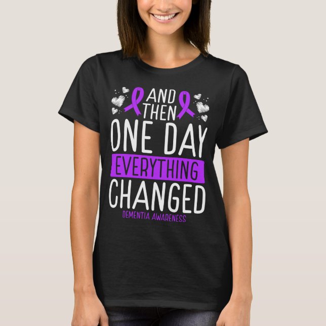 Dementia Awareness Ribbon Warrior Alzheimers T-Shirt (Front)