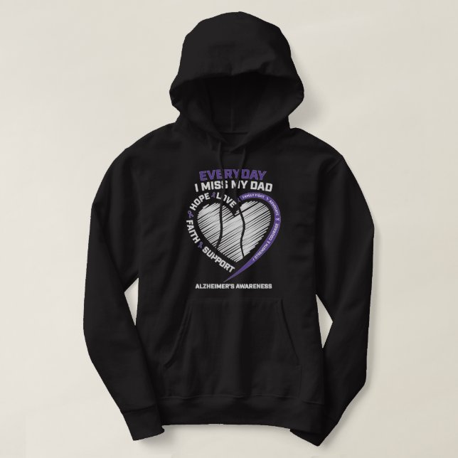 Dementia Products Purple In Memory Dad Alzheimers  Hoodie (Design Front)