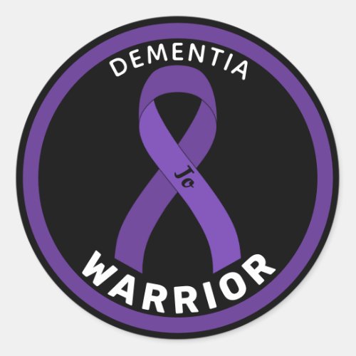 Dementia Warrior Ribbon Black Round Sticker