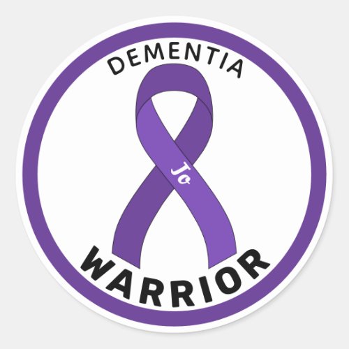 Dementia Warrior Ribbon White Round Sticker